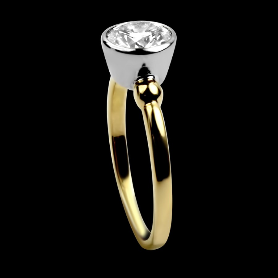 Estate PAGE Estate | Estate 18K Yellow Gold & Platinum Solitaire Bezel 1.14Cts Diamond Enga